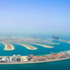 aerial view from helicopter palm jumeirah beach