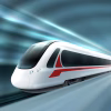 speed train railway station realistic poster