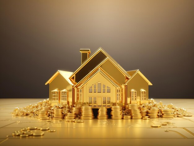 gold real estate house investment property business golden background