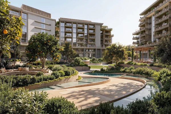 Water feature at Arancia Yards by Beyond Developments