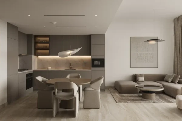 Sanctuary one bedroom apartment living room