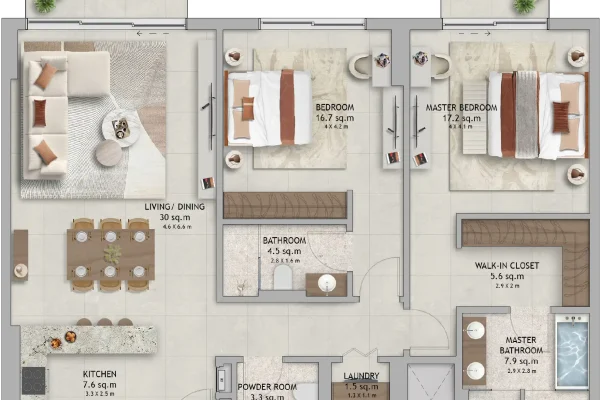 The Wilds Residences two bedroom apartment floor plan